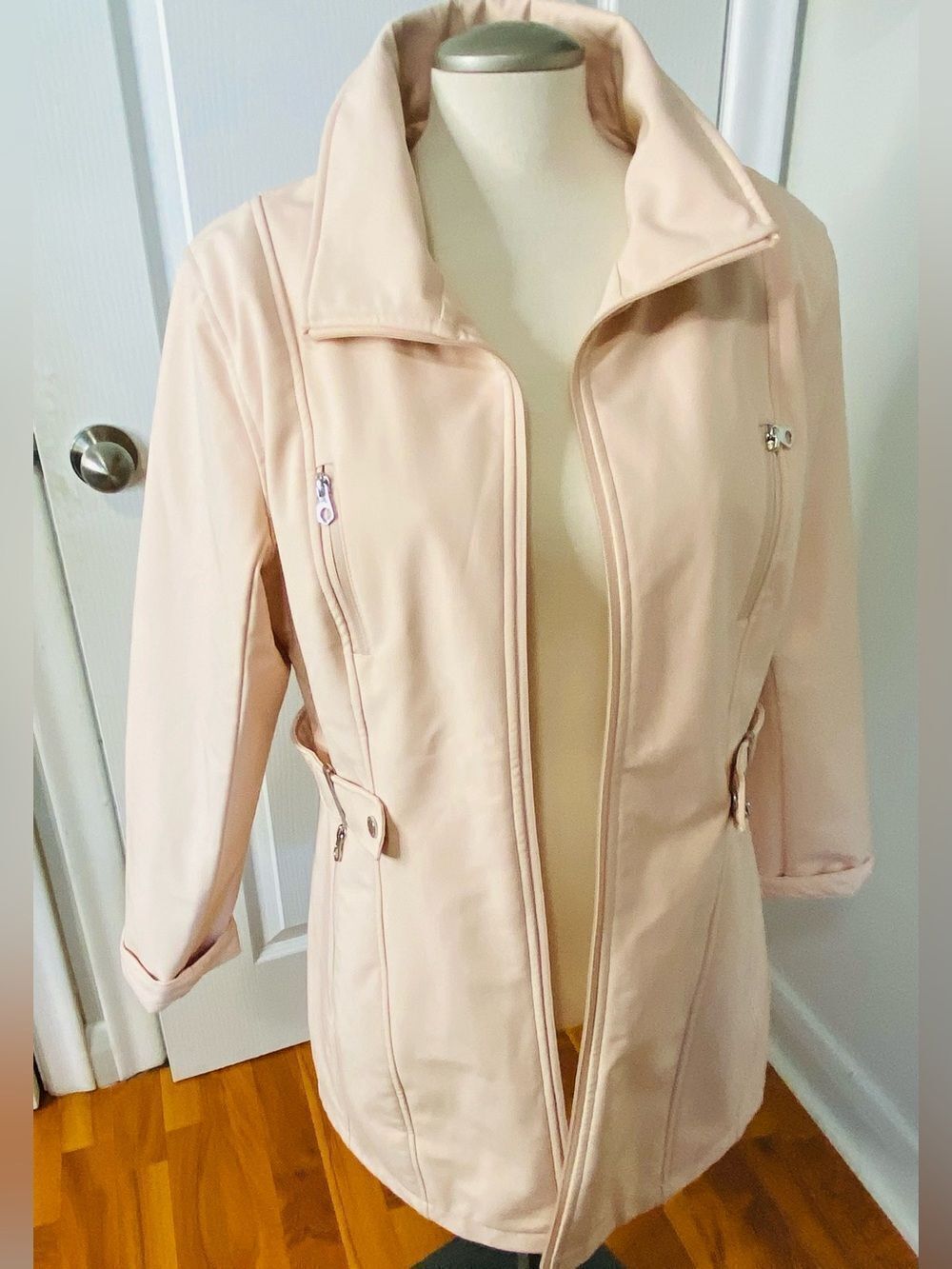 🛍️Nautica Blush Pink Short Trench w Detachable Hood XL - Picture 6 of 14